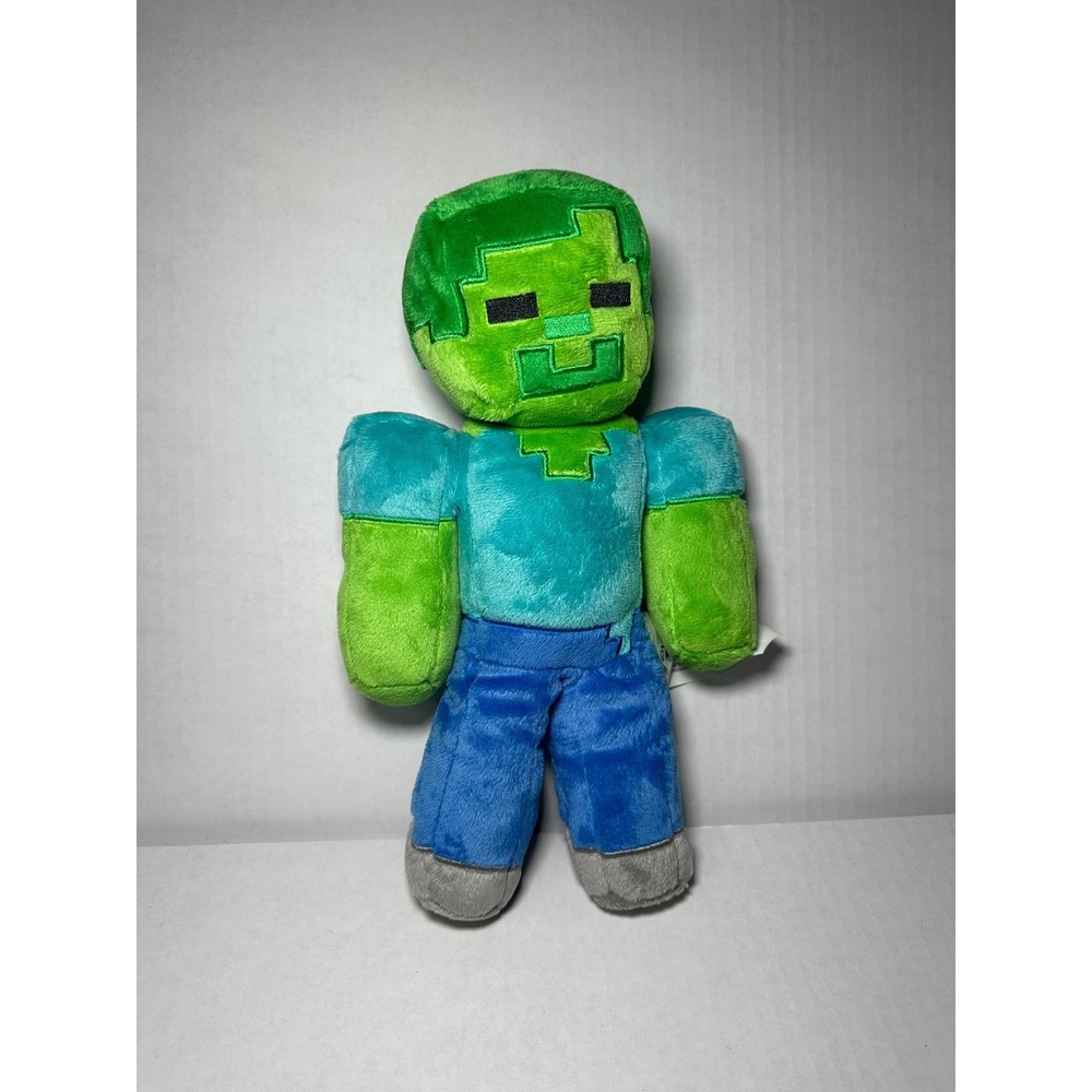Minecraft Zombie Plush 12 Inch Stuffed Animal Toy Green Teal Blue Blocky Figure